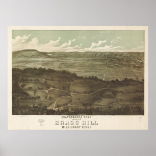 Póster Mapa panorámico antiguo de Chattanooga Tennessee 1