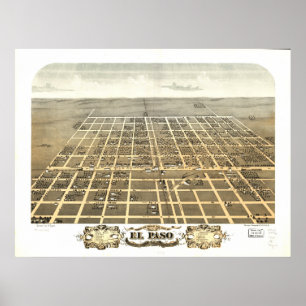 Póster Mapa Panorámico Antiguo de El Paso Illinois 1869