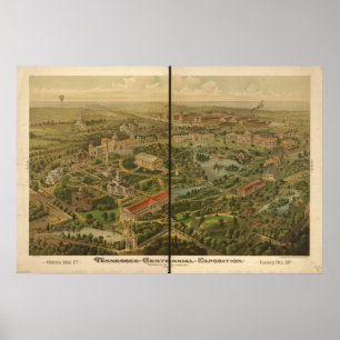 Póster Mapa panorámico antiguo de la expo 1897