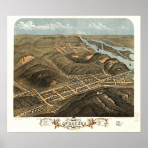 Póster Mapa panorámico antiguo de McGregor Iowa 1869