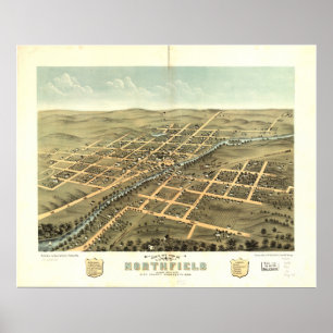 Póster Mapa panorámico antiguo de Northfield Minnesota 18