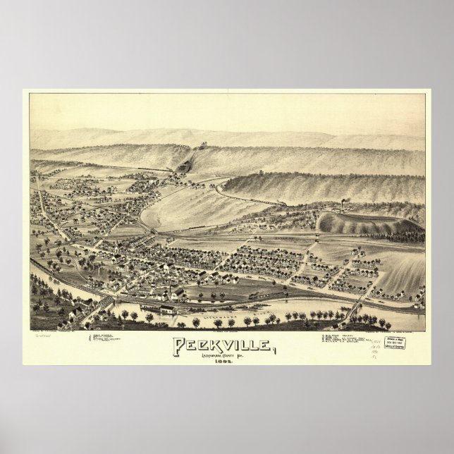 Póster Mapa Panorámico Antiguo de Peckville Pennsylvania  (Frente)