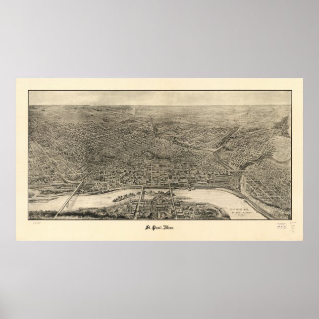 Póster Mapa Panorámico Antiguo de Saint Paul Minnesota 19 (Frente)