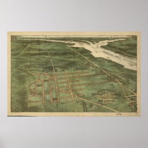 Póster Mapa panorámico de Alexandria VA Vista de Aves de