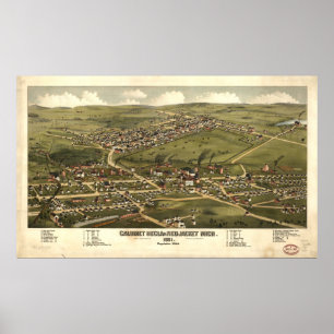 Póster Mapa Panorámico de Antigüedades Calumet Michigan 1