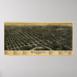 Póster Mapa Panorámico de Antigüedades de Bartlesville Ok