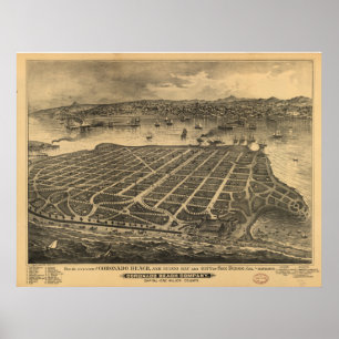 Póster Mapa Panorámico de Antigüedades de Coronado Califo
