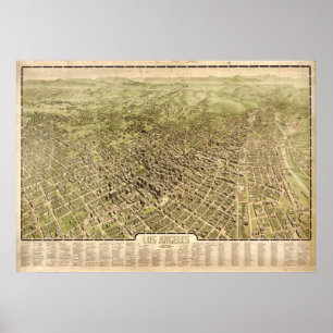 Póster Mapa Panorámico de Antigüedades de Los Ángeles Cal