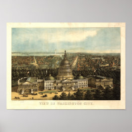 Póster Mapa Panorámico de Antigüedades de Washington DC 1
