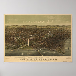 Póster Mapa Panorámico de Antigüedades de Washington DC 1