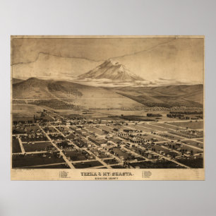 Póster Mapa Panorámico de Antigüedades de Yreka Californi