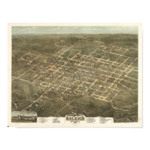 Mapa Panorámico de Antigüedades Raleigh N. Carolin