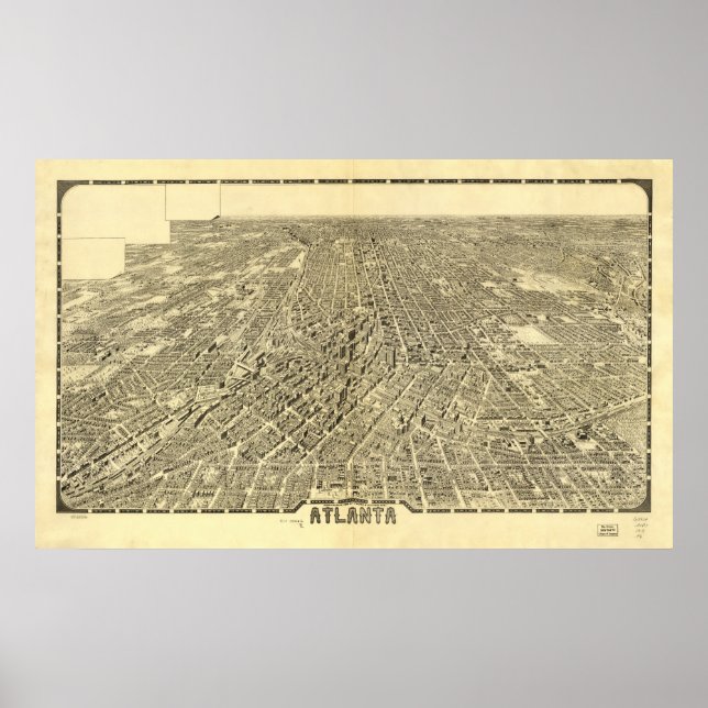 Póster Mapa Panorámico de Atlanta Georgia 1919 (Frente)