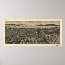 Póster Mapa Panorámico de Berkeley California 1909