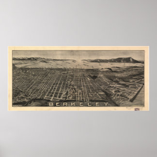 Póster Mapa Panorámico de Berkeley California 1909