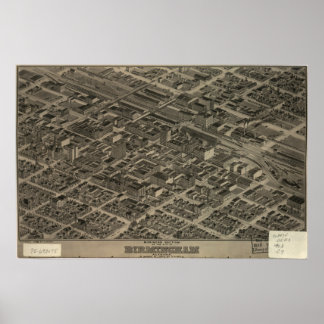 Póster Mapa Panorámico de Birmingham Alabama 1904