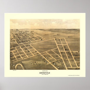 Póster Mapa Panorámico de Brookfield, MO - 1869