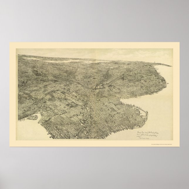 Póster Mapa Panorámico de Brooklyn, NY - 1897 (Frente)