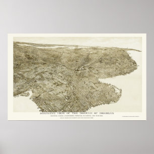 Póster Mapa Panorámico de Brooklyn, NY - 1897