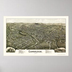 Póster Mapa panorámico de Cambridge, OH - 1897