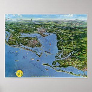 Póster Mapa panorámico de cosechas de la Costa Oeste de F