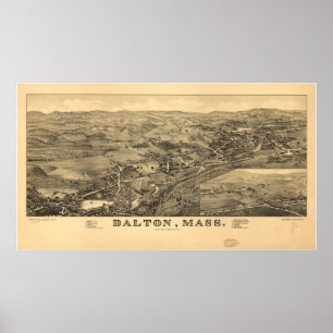 Póster Mapa Panorámico de Dalton Massachusetts 1884
