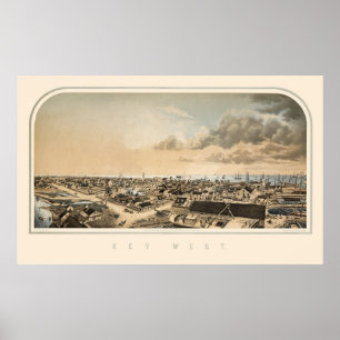 Póster Mapa panorámico de FL 1855 de Key West