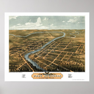 Póster Mapa panorámico de Fort Atkinson, WI - 1870