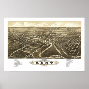 Póster Mapa panorámico de Kent, OH - 1882