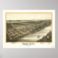 Mapa Panorámico de la Ciudad de Ford 1896
