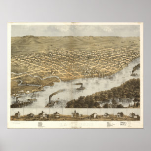 Póster Mapa Panorámico de La Crosse WI 1867