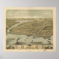 Mapa panorámico de la época de Hudson WI 1870