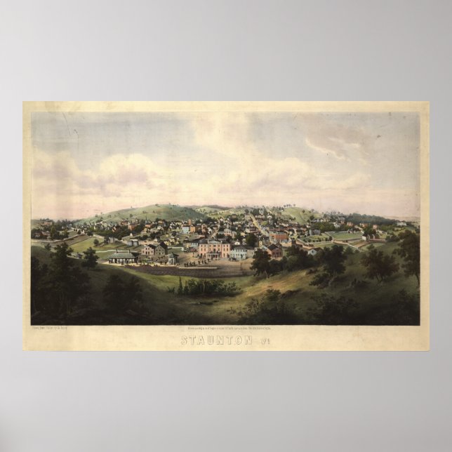 Póster Mapa panorámico de la época de Staunton Virginia 1 (Frente)