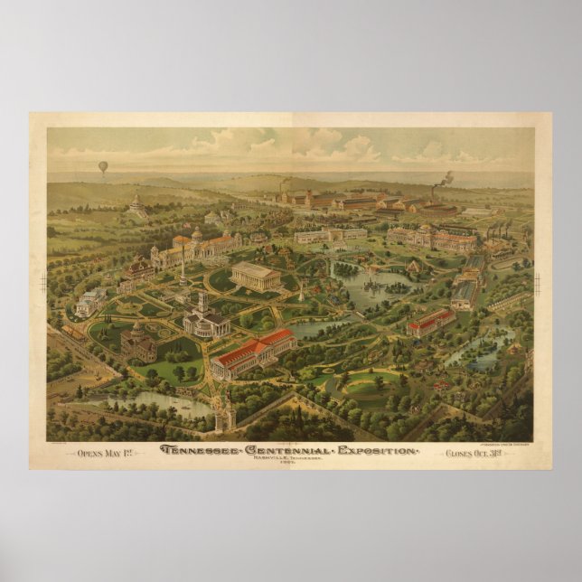 Póster Mapa Panorámico de la Expo del Centenario de Nashv (Frente)
