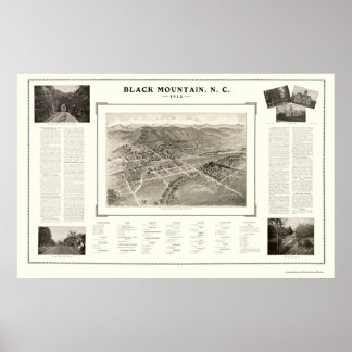 Póster Mapa Panorámico de la Montaña Negra, NC - 1912