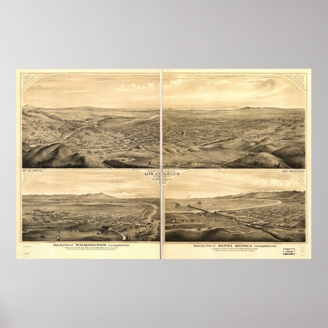 Póster Mapa Panorámico de las Antigüedades de Los Ángeles (Frente)