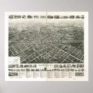 Póster Mapa Panorámico de las Antigüedades de Westfield N
