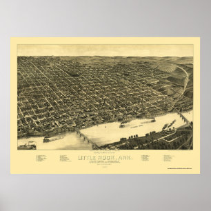 Póster Mapa panorámico de Little Rock, Arkansas - 1887