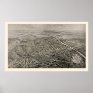 Póster Mapa Panorámico de Macon, GA - 1912