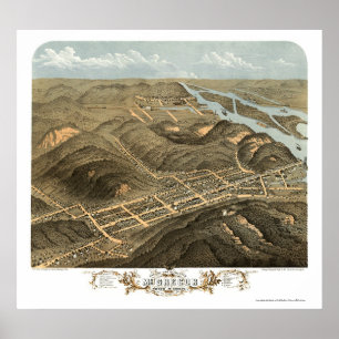 Póster Mapa panorámico de McGregor, IA - 1869