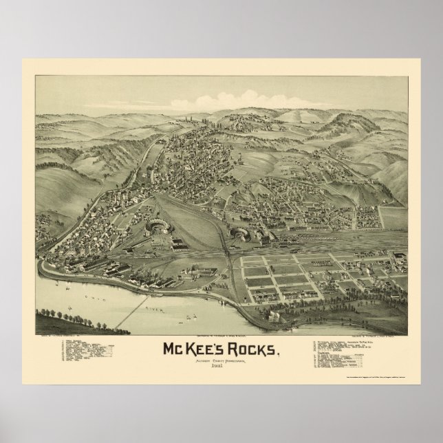 Póster Mapa Panorámico de McKee, 1901 (Frente)