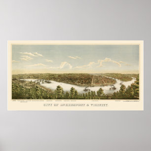 Póster Mapa Panorámico de McKeesport - 1894