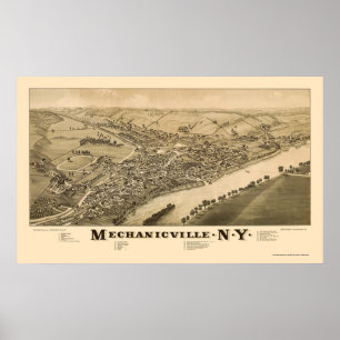 Póster Mapa panorámico de Mechanicville, NY - 1885