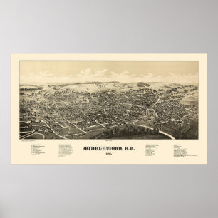 Póster Mapa Panorámico de Middletown, NY - 1887