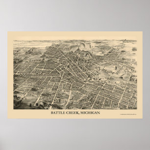 Póster Mapa Panorámico de MMI, Creek de Batalla - Años 18