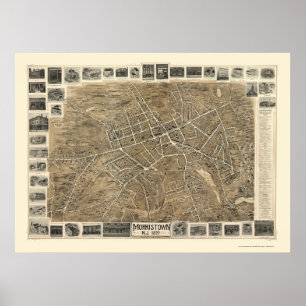 Póster Mapa panorámico de Morristown, NJ - 1899