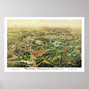 Póster Mapa panorámico de Nashville TN DIGITAL VUELTO A