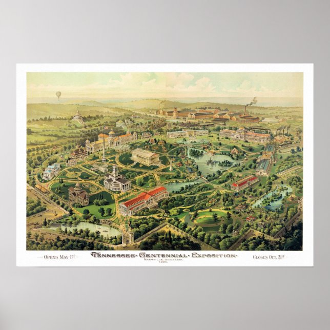 Póster Mapa panorámico de Nashville TN DIGITALMENTE REMAS (Frente)