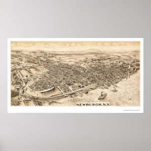 Póster Mapa Panorámico de Newburgh, NY - 1900