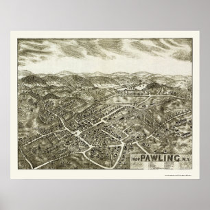 Póster Mapa Panorámico de Nueva York - 1909